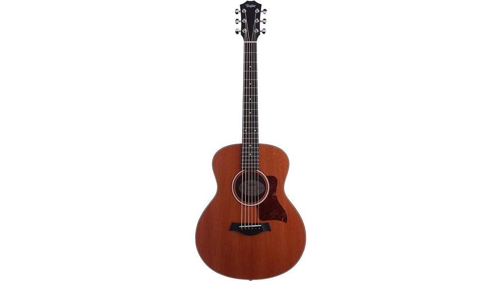 compact mahogany acoustic guitar