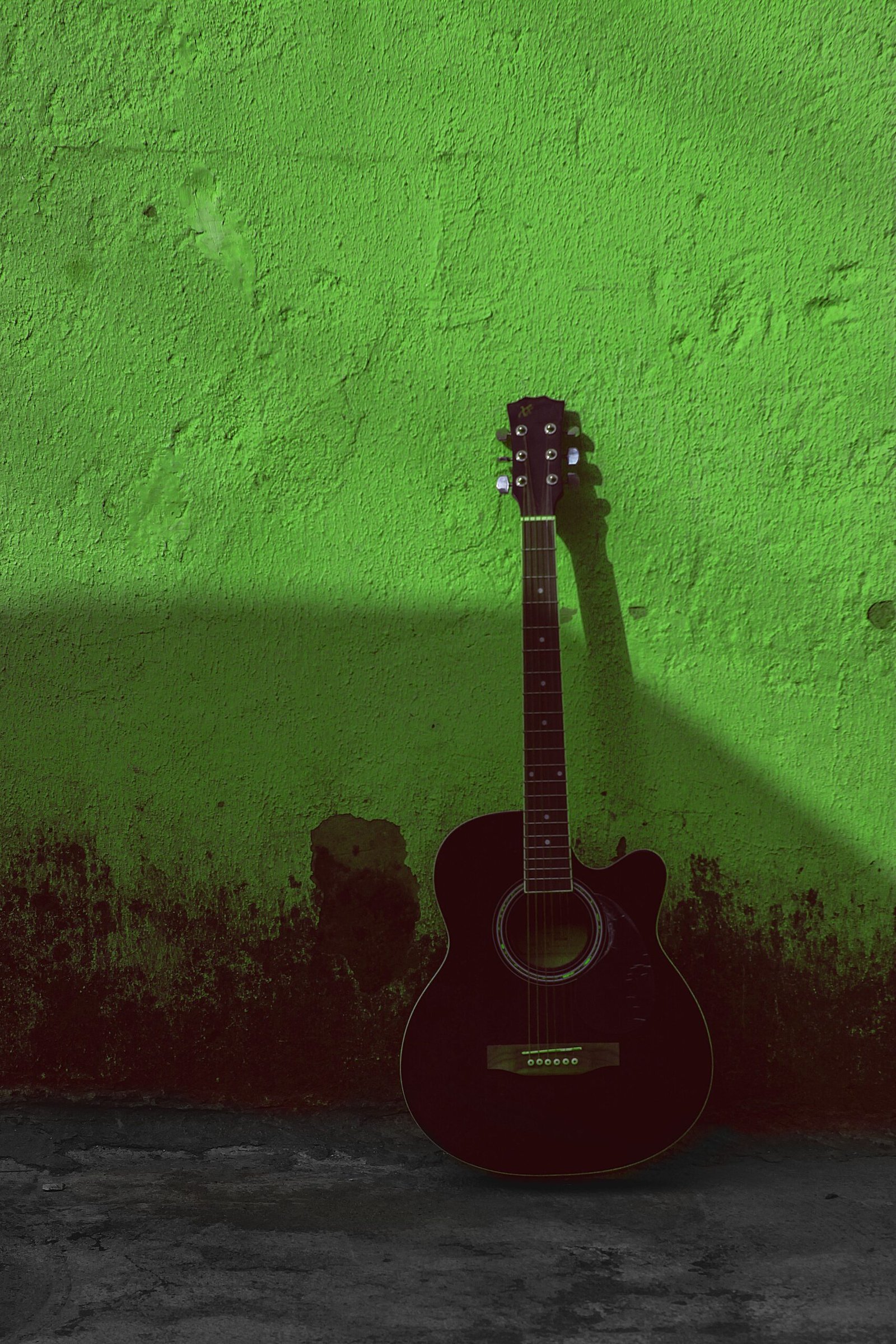 Cutaway acoustic guitar in a natural wood finish