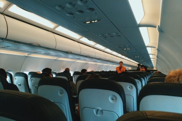 Aircraft cabin with overhead lockers, relevant to guitar cabin baggage rules
