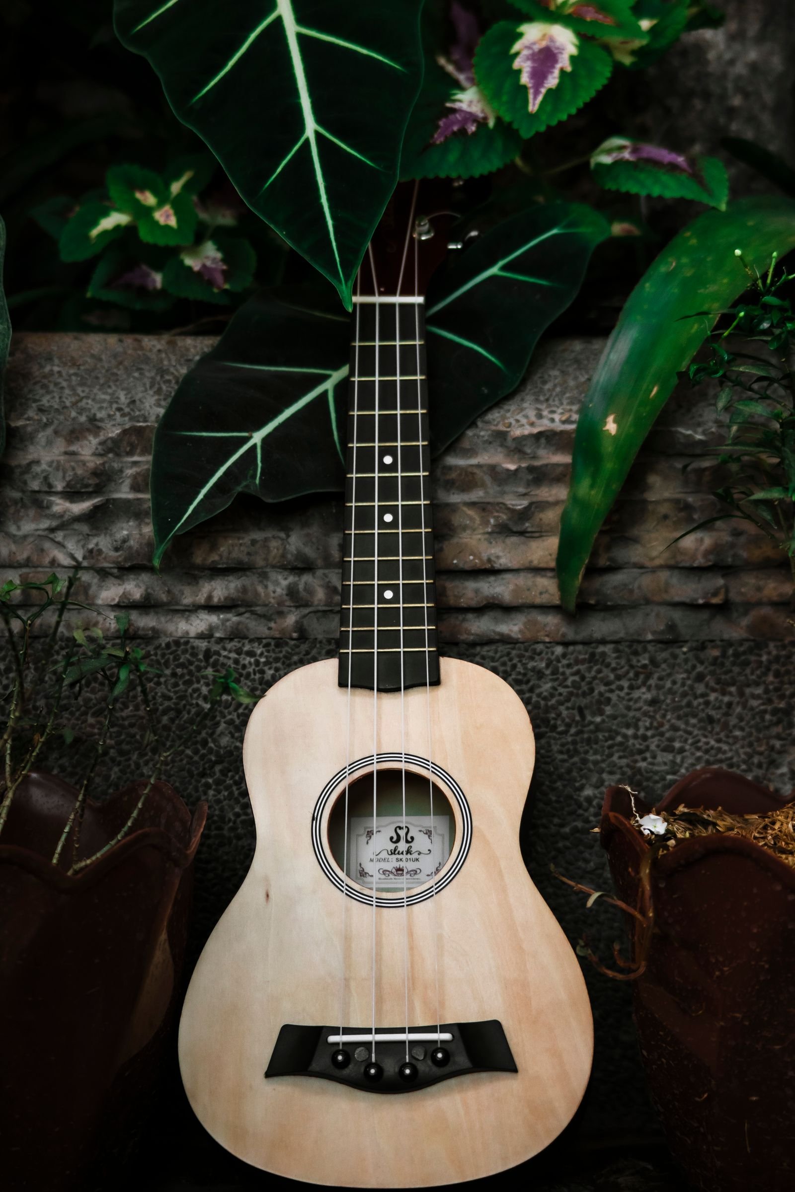 Compact nylon-string instrument in a similar body style to the Yamaha GL1, shown outdoors